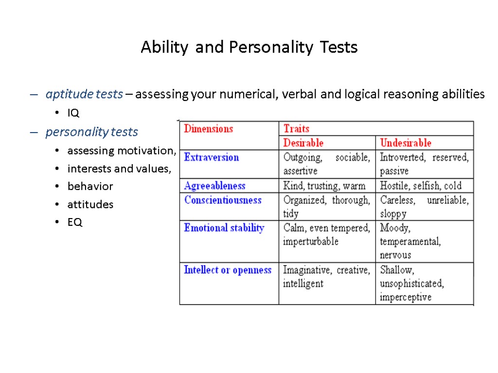 Ability and Personality Tests aptitude tests – assessing your numerical, verbal and logical reasoning